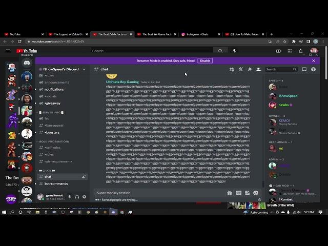 ishowspeed's discord server going nuts (NO AUDIO)