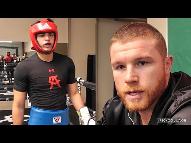 FULL RYAN GARCIA SPARRING WHILE CANELO WATCHES & SHOWS LOVE TO RYAN & GIVE POINTERS HOW TO FIGHT