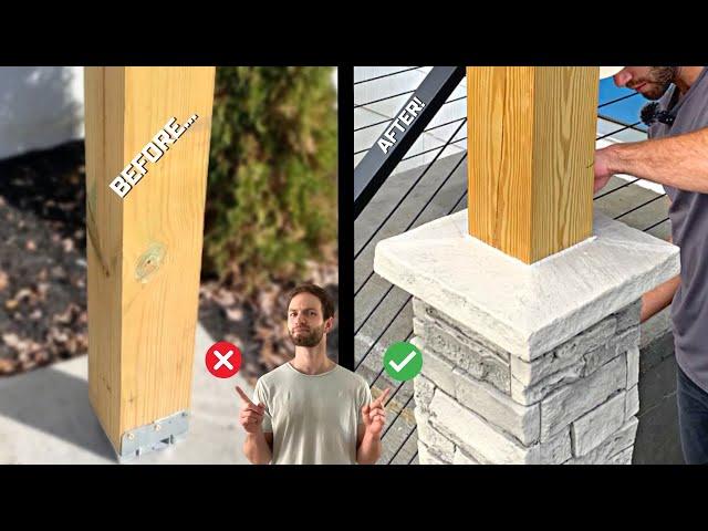 How to UPGRADE Boring Wood Posts (Genstone Pillar / Column Wrap Installation - Easy & DIY Friendly!)