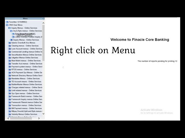 Add Menu to Favorites in Finacle 10