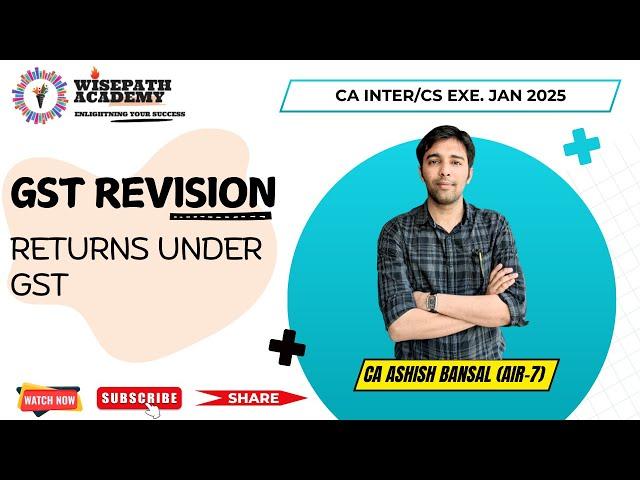 Revision Lec.24: Returns under GST Jan 2025 II CA INTERII By CA Ashish Bansal (AIR-7)