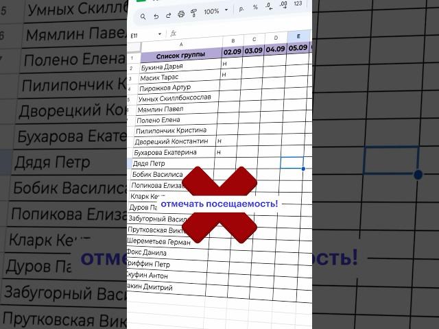 Как правильно отмечать посещаемость? #excel #таблицы #googlesheets #лекции #студенты #гуглтаблицы