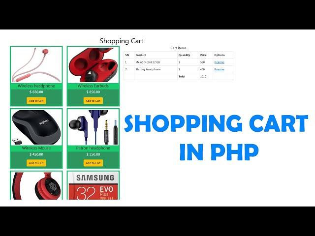 Create a simple Shopping cart in PHP MYSQL