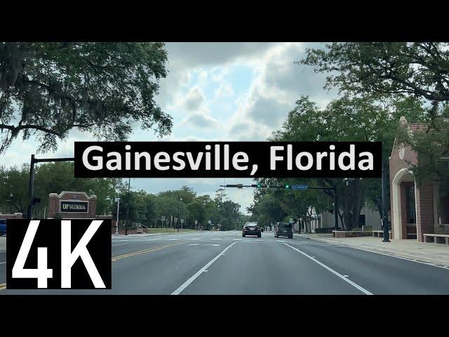 Road Tour Drive of Gainesville, Florida in 4K - University of Florida Area & Downtown Gainesville