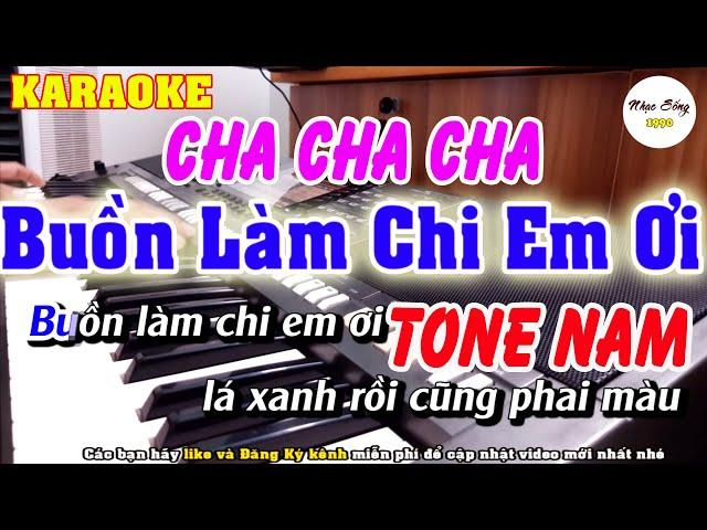 Karaoke Buồn Làm Chi Em Ơi | Tone Nam(Hoài Lâm) CHA CHA CHA | Nhạc Sống 1990