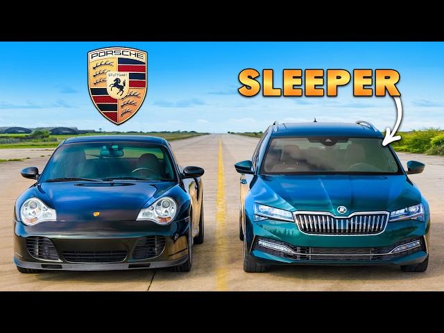 Кто победит в заезде: Porsche 911 Turbo S против SLEEPER Skoda Superb?