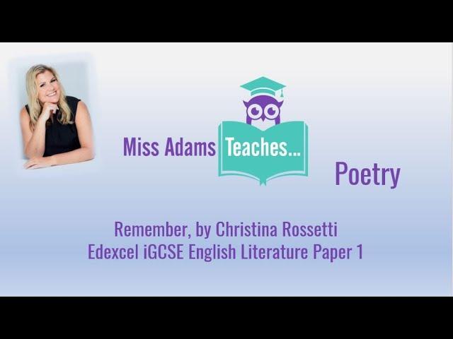 Remember, by Christina Rossetti - Analysis