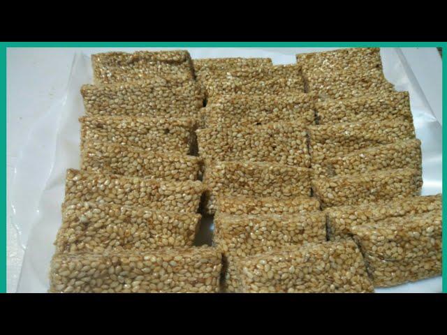 HOW TO MAKE  SESAME BARS | GREEK SESAME HONEY CANDY BARS | NHAL MACA