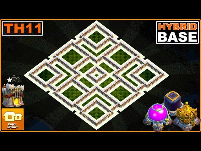 NEW BEST! TH11 Hybrid base (After TH16 Update) COPY LINK | COC Town Hall 11 Trophy Base