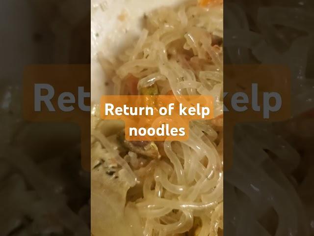 #Raw #kelp noodles mixed with pistachios, nut butter, olive and/or sesame oil, veggies, & salt.