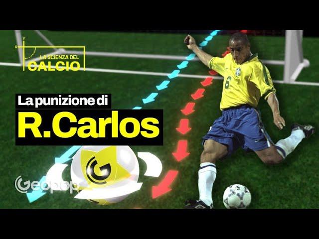 The physics of Roberto Carlos's free kick in a 1997 Brazil-France match