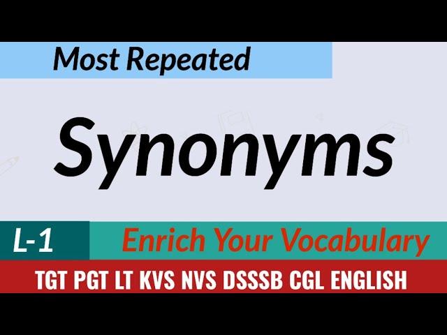 Synonym in English || Million Minds English ||TGT PGT English || Lecture 1 ||
