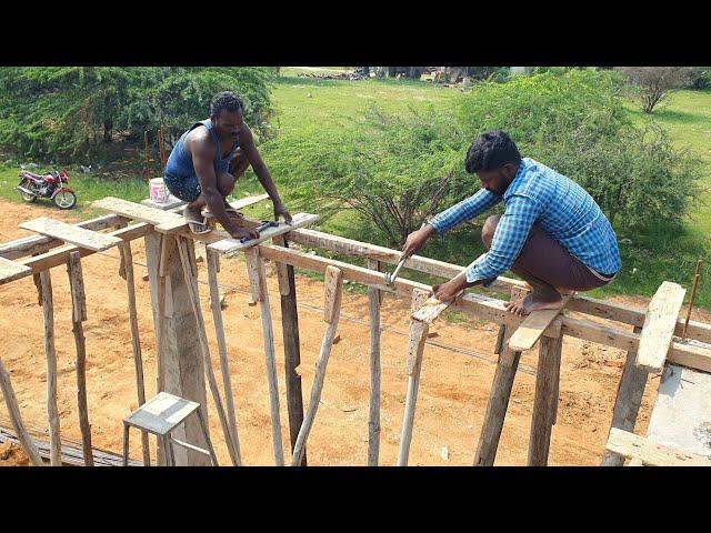 Building Roof Construction Techniques_Front Portico Beam&Roof Centring Work|Slab Formwork for House