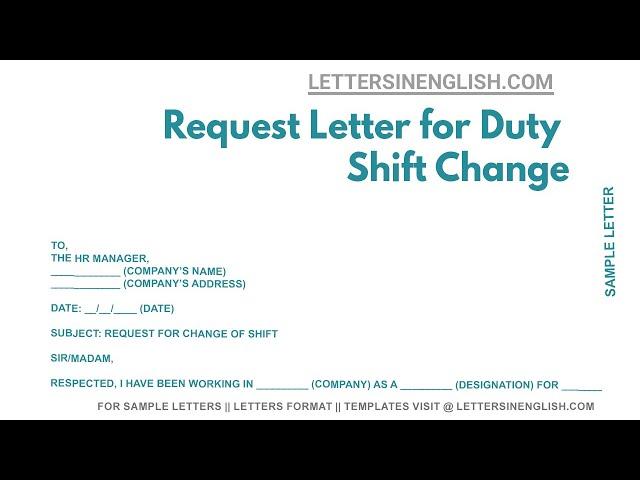 Request Letter For Duty Shift Change - Sample Letter of Request for Change Duty Shift