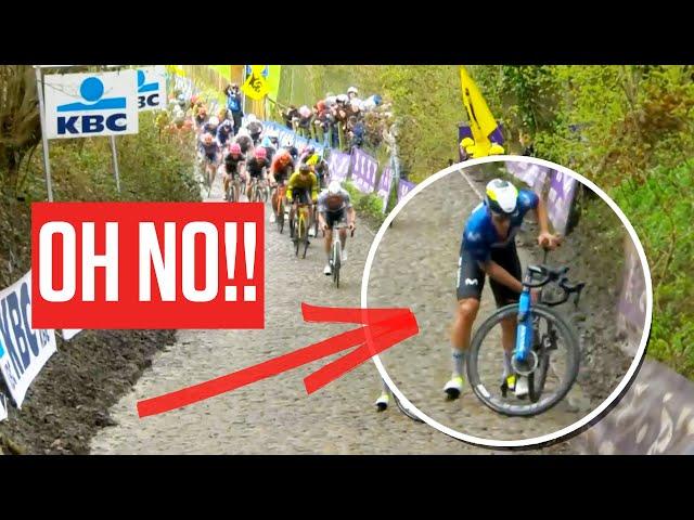 Mathieu van der Poel Rides Free While Others Walk Up The Koppenberg At The Tour Of Flanders