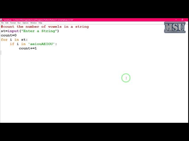 GE8161 Problem Solving and python Programming Laboratory 16   Count the number of vowels in a string