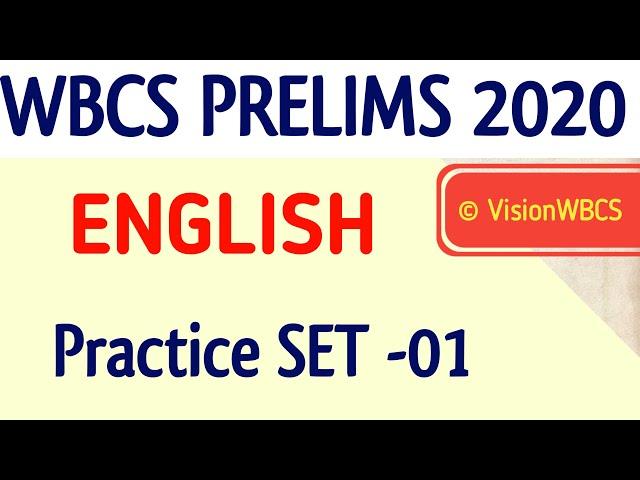 SET-01 || WBCS Prelims English Practice Set || #WBCS2020