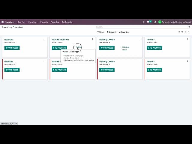 Odoo 16: Transfer goods from Warehouse A to Warehouse B