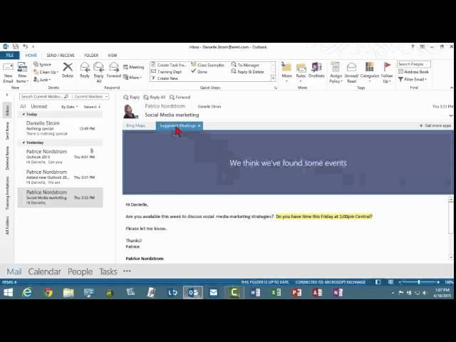 Using Apps in Outlook 2013