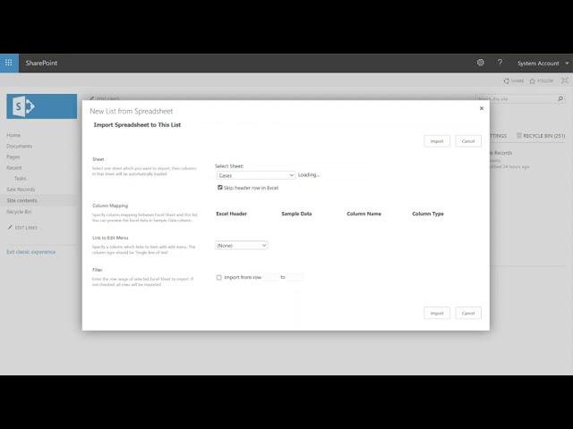 Create a New SharePoint list from an Excel spreadsheet file