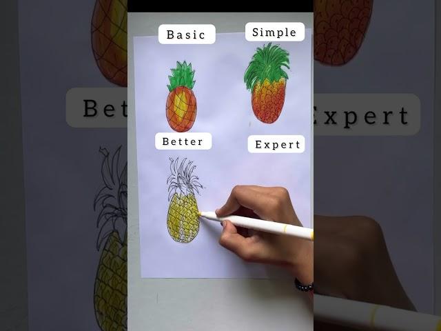 4 different pineapple drawing #shorts #artist #pineapple #mufeedart