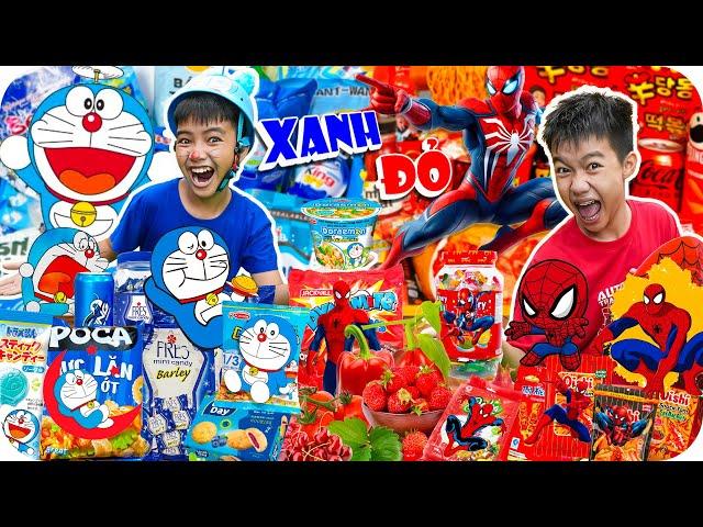 Đại Chiến Đồ Ăn Xanh Đỏ Theo Nhân Vật Doraemon Vs Spider Man | Min Min TV Minh Khoa