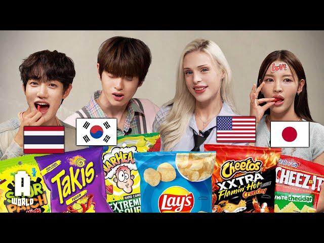 Asians Try American Snacks FOR THE FIRST TIME!ㅣJapan, Thailand, KoreaㅣFT. The Wind