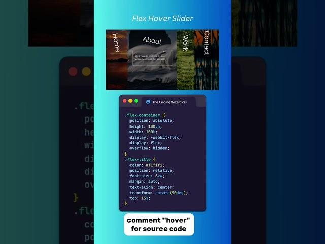 Flex hover slider | image slider| #coding #viralshort #webdesign