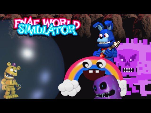 DEFEATING PURPLE GEIST + CHICA'S MAGIC RAINBOW + BONNIE!! | FNAF World Simulator