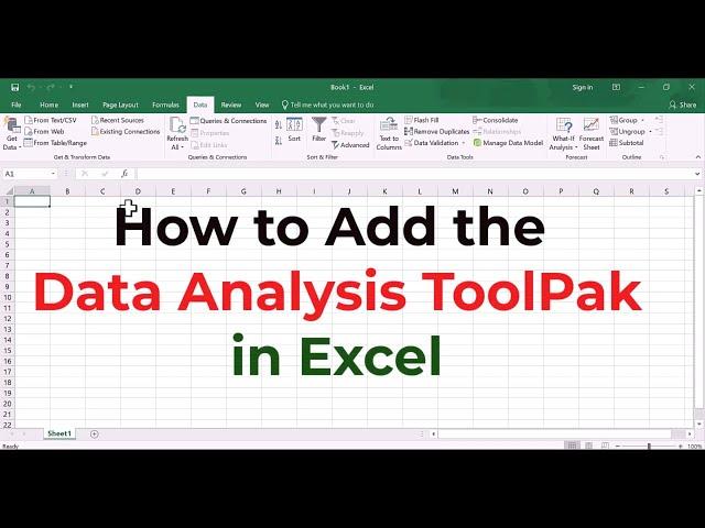 How to Add the Data Analysis ToolPak in Excel | Installing Analysis Tool for Statistical Analysis