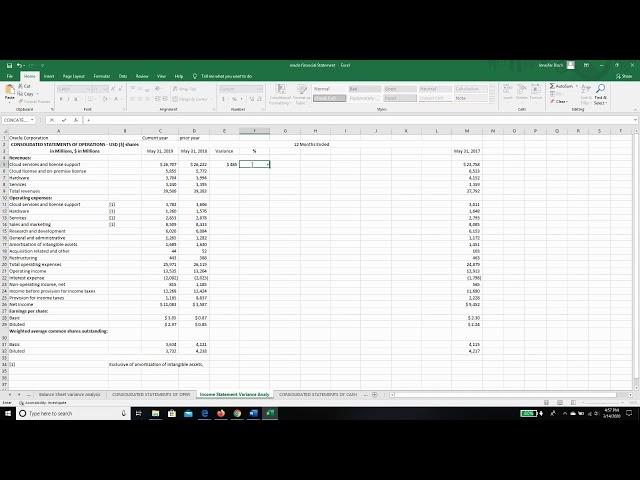 Income Statement Variance Analysis