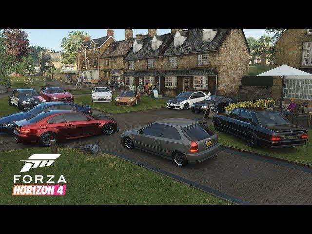 Forza Horizon 4 | Clean Stance Car Meet - Cruising & Drifting w/ Widebody NSX, Evo IX, R32, & More