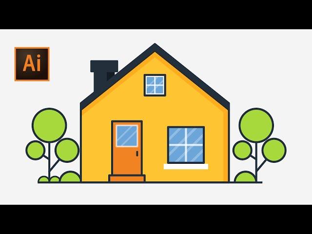 How to creat flat house design in Adobe illustrator Part 1