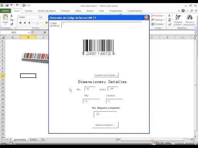 Funcionamiento de la Plantilla  crear codigos de barras EAN 13 con Excel  y html