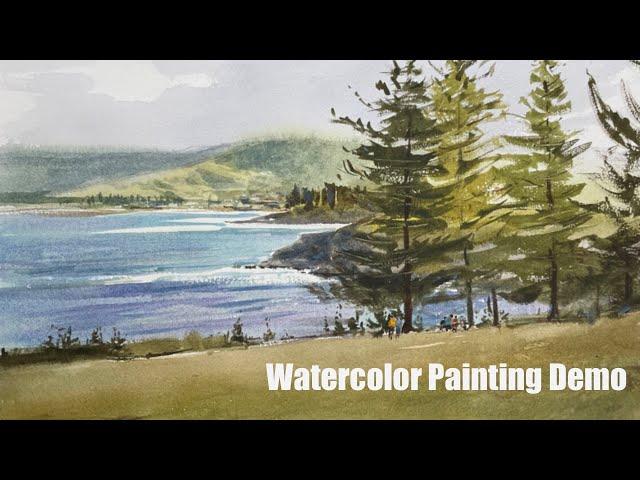 Painting a seascape . A watercolor demonstration