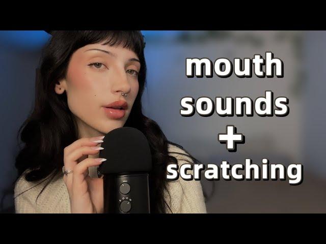 ASMR ⟡ ︎ mouth sounds + slow mic scratching (inaudible)