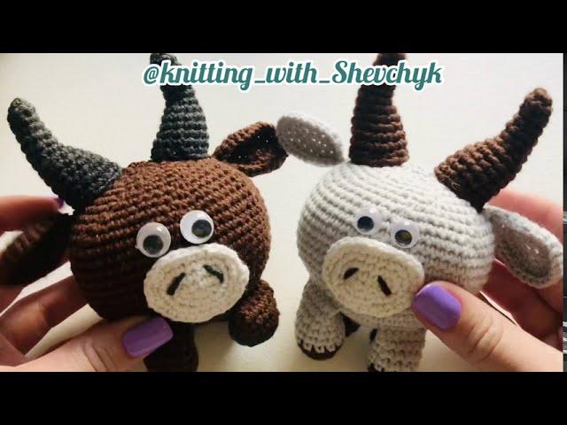 Бык-бычок крючком Символ 2021 года   Мордочка   Ушки   Ножки   Рожки Часть 1  Crochet bull