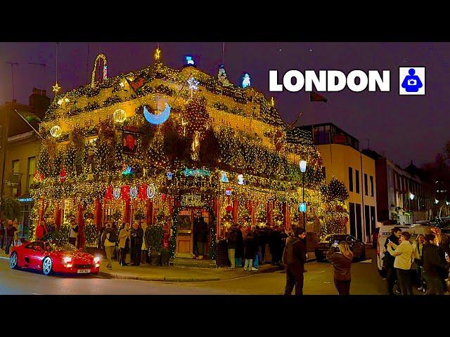 London Christmas Walk 2024  CHELSEA & Kensington to The most Christmassy pub  The Churchill Arms