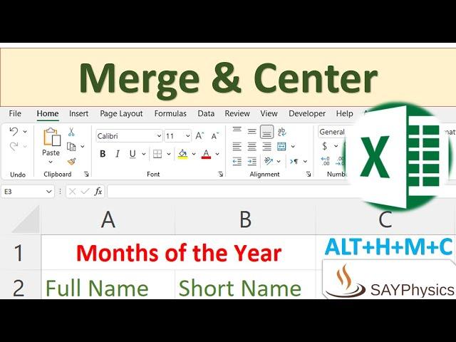 How to merge and center align text in MS Excel