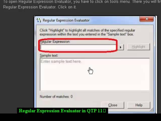 Regular Expression Evaluator in QTP 11