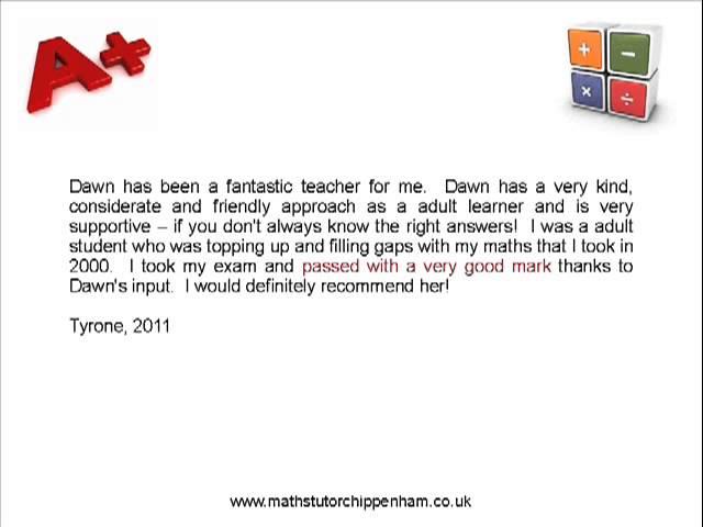 Maths Tuition for Adults Testimonials