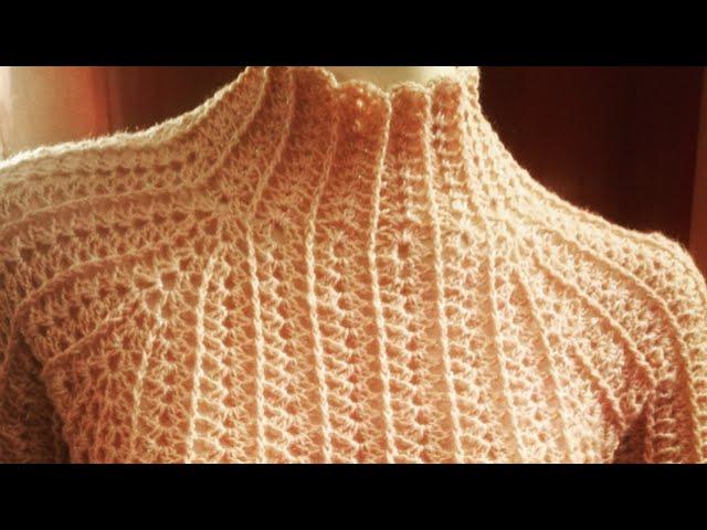 Uncinetto: maglione TOP DOWN: Taglia 44 ROSA DEL DESERTO