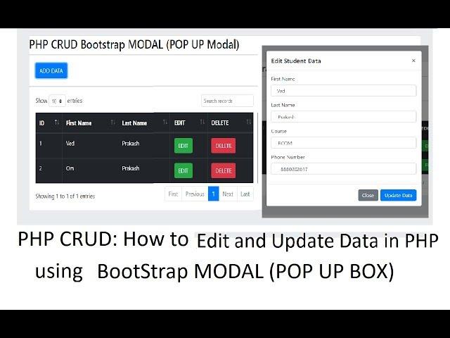 PHP CRUD: Bootstrap Modal: Edit and Update Data into Database in PHP