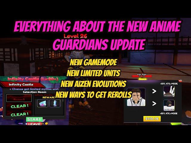 Everything about the new Anime Guardians Update !!!! New Infinite Tower Gamemode and Limited Units