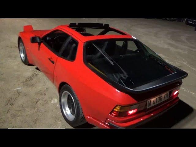 1982 Red Porsche 944 with Manual Tilt Sunroof at Night