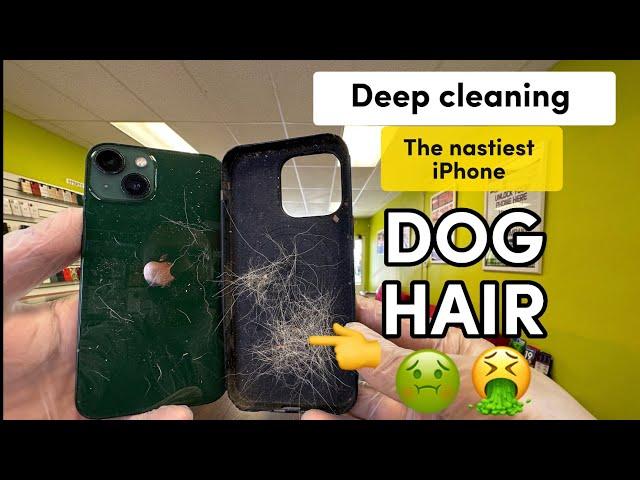 DEEP CLEANING THE MOST DISGUSTING IPHONEYou never seen NOTHING like it #asmr #gross #nasty #hair