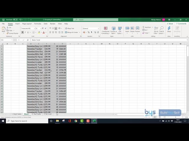 5.  Excel Sorting, Grouping and Sub-totalling