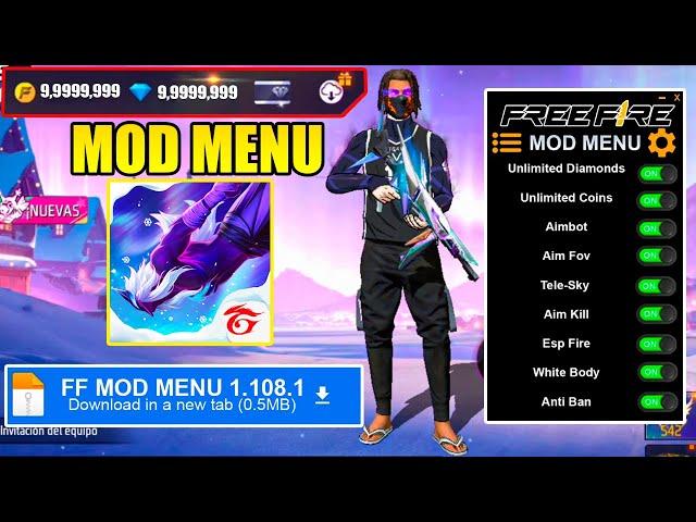 FREE FIRE MOD MENU APK 2024 v1.108.1  DIAMANTES GRATIS PARA FREE FIRE HACK GRATIS PARA FREE FIRE