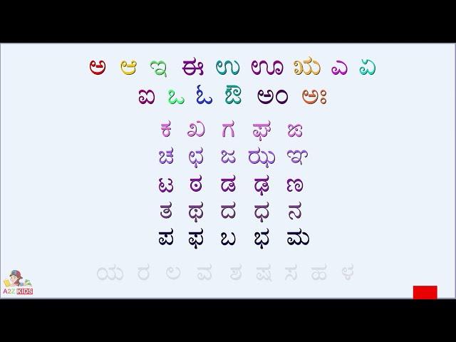 ಕನ್ನಡ ವರ್ಣಮಾಲೆಯ ಸ್ವರಗಳು  ಅ - ಳ /  Kannada Alphabet /Kannada Varnamale