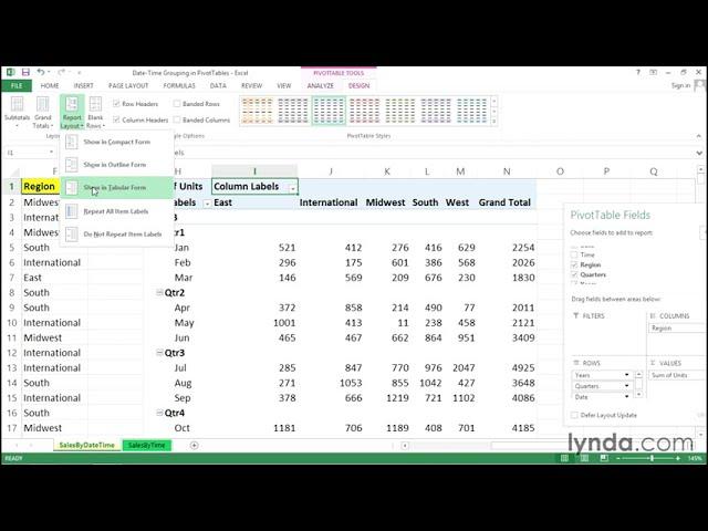 Excel Tutorial - Using date and time as metrics in a PivotTable